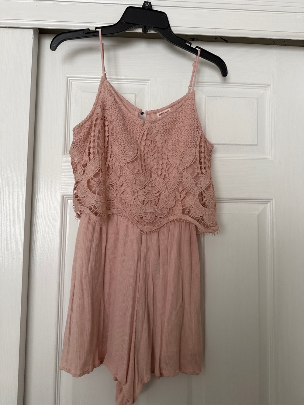 Mossimo Supply Co. Pink Crochet Romper Dress with Spaghetti Straps